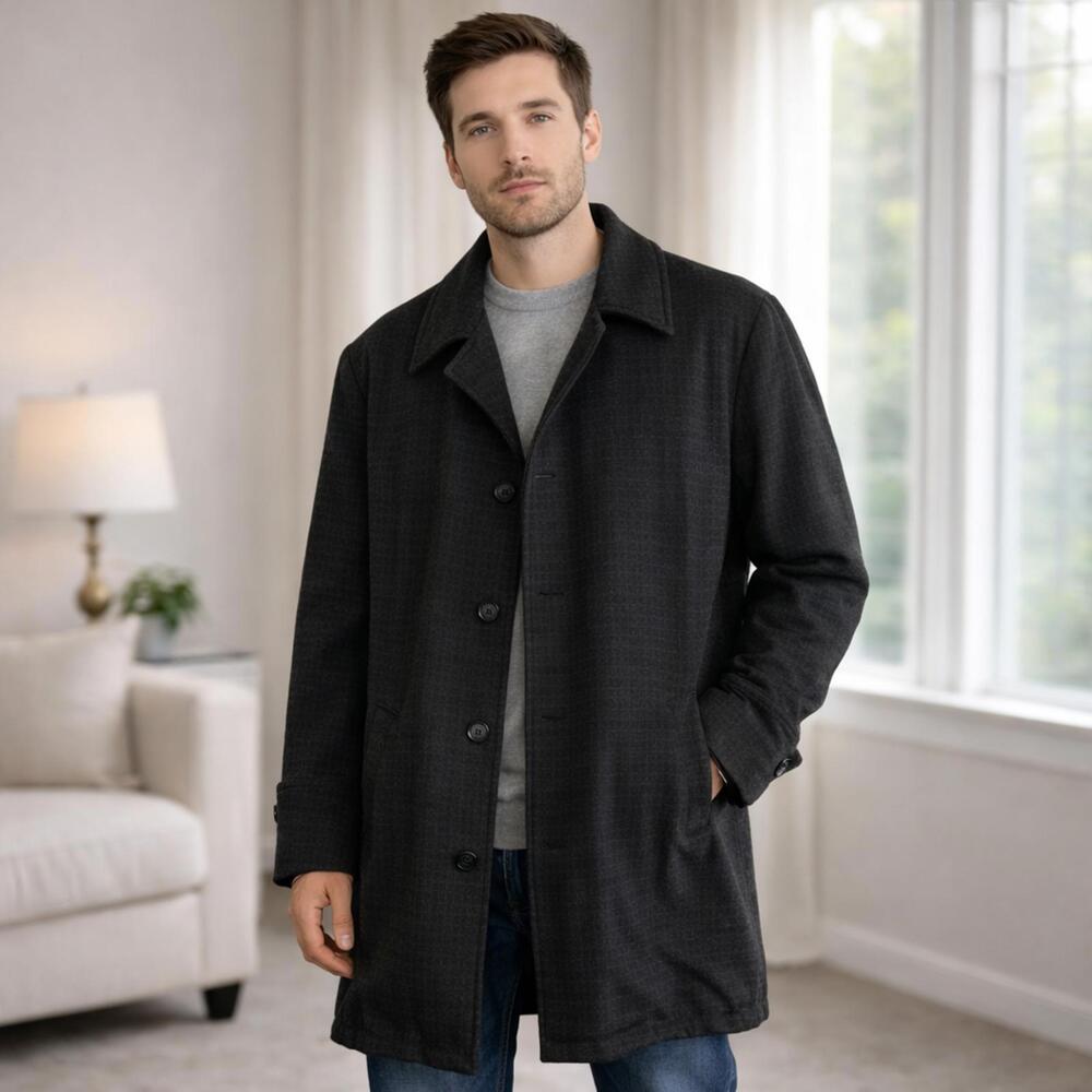 Robert Hall Men's Imported Cerrini Fabric Wool Coat Size 44
